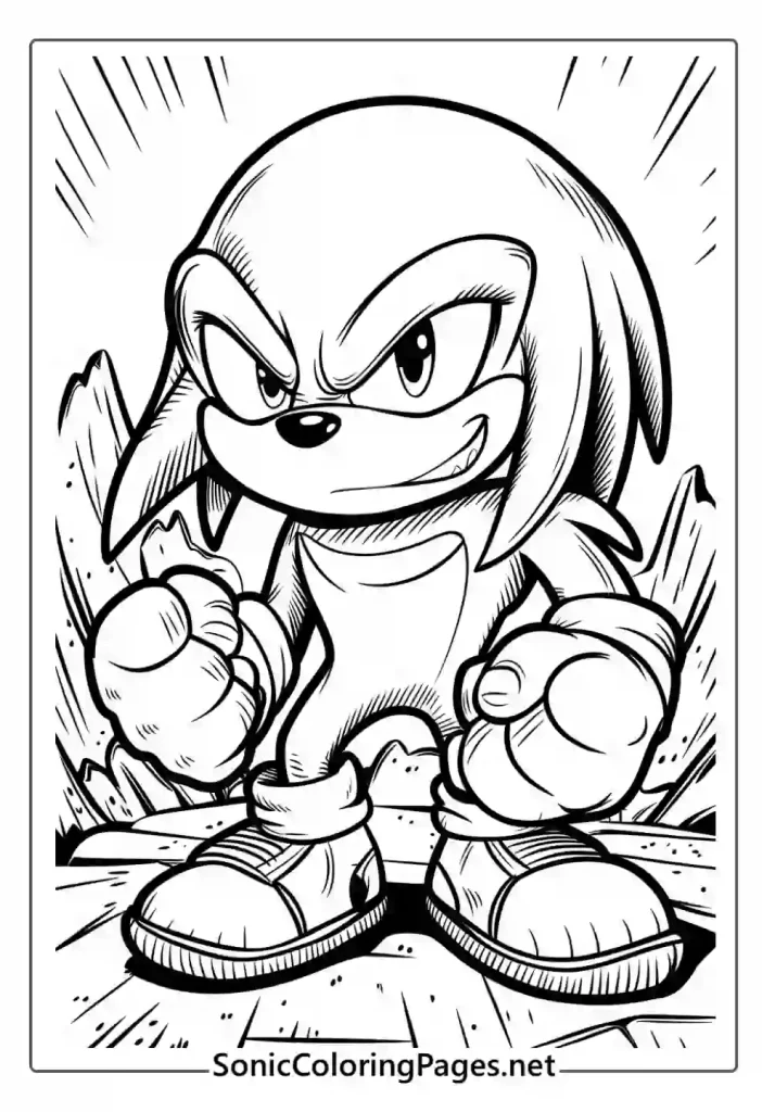 Knuckles Coloring Pages Sheet 8 - soniccoloringpages.net