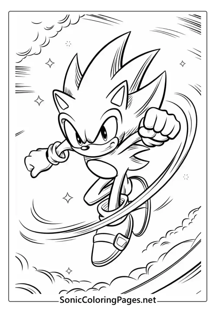 Super Sonic Coloring Pages PDF Sheet 3