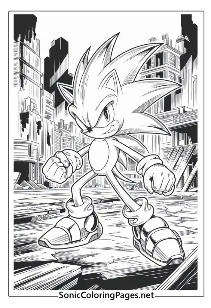 Super Sonic Coloring Pages PDF Sheet 4