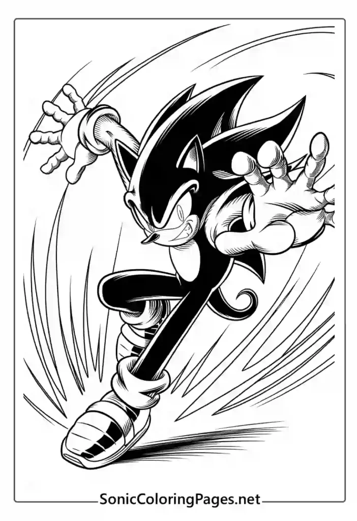 Dark Sonic Coloring Pages Sheet 1- soniccoloringpages.net