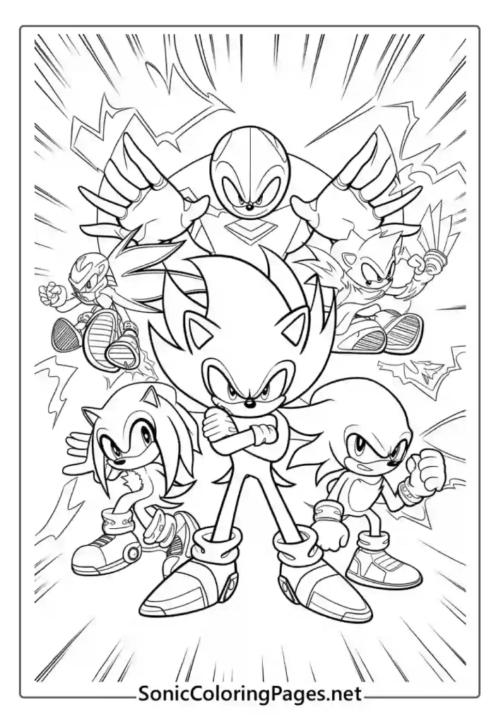 Dark Sonic Coloring Pages Sheet 5- soniccoloringpages.net