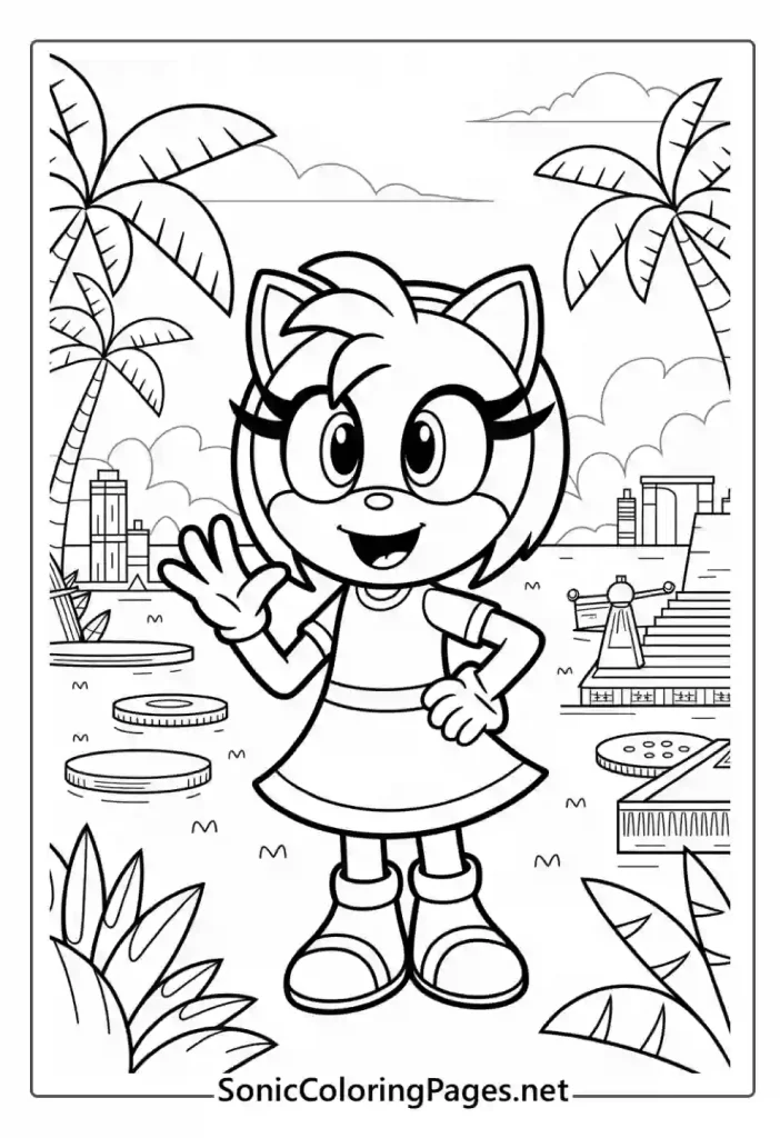 Amy Sonic Coloring Pages Sheet 5 - soniccoloringpages.net
