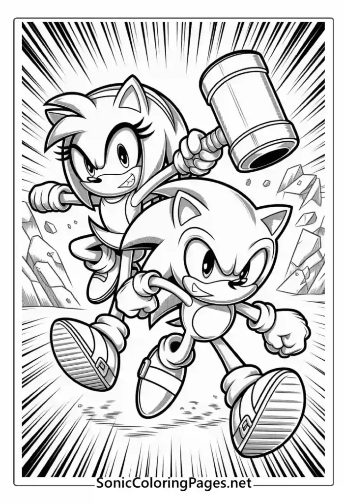 Amy Sonic Coloring Pages Sheet 7 - soniccoloringpages.net